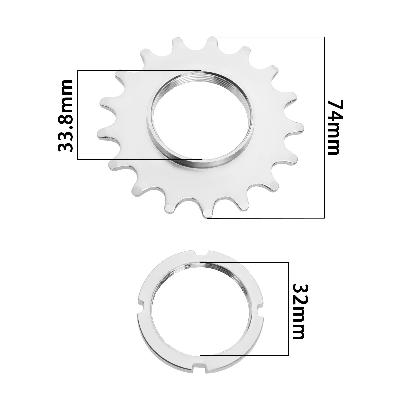 ECSiNG Bike Sprocket Fixed Single Speed Cog Thread Ribg High Strength Steel Bicycle Flywheel Sprockets Parts for Fixed Gear Bike 17T with Lock Ring - Image 4