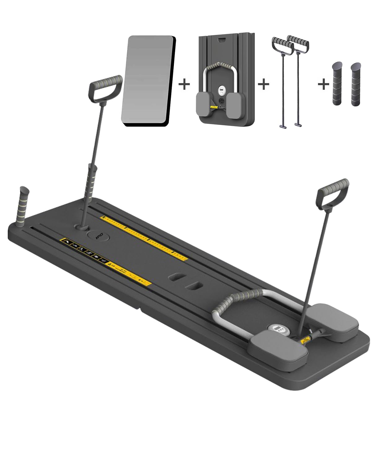 Tavola Pilates Reformer multifunzione pieghevole con Ab Roller con supporto per i gomiti, supporto per macchina per esercizi addominali, rimbalzo automatico e corda di tensione