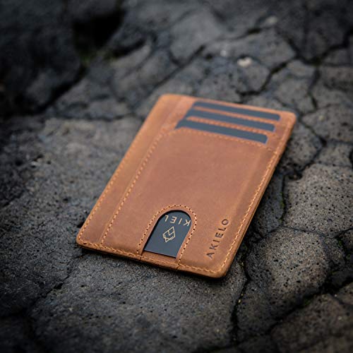 AKIELO-RFID-Blocking-Credit-Card-Holder-and-Gift-Box--Ultra-Slim-Wallet-for-Men--Minimalist-Card-Wallet-Bravo-Collection