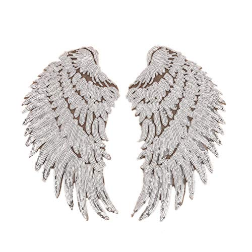 SUPVOX Parches termoadhesivos Ali d'Ángel Paillettes Bordado Parches Decorativos (Plata)