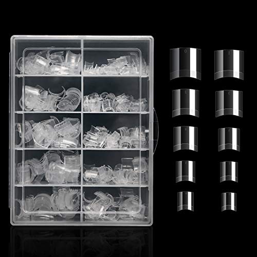 AORAEM Short Nail Tips Square,500Pcs Press on Nail Clear Fake Nail Tips with Box for Salon(Clear-500)