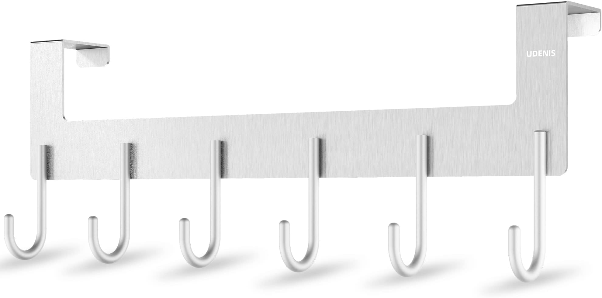 Over The Door Hanger, Metal Over The Door Hook Rack with 6 Hook for Hanging Towel Robe Coat Bathroom Bedroom Drying Racks for Laundry Silver