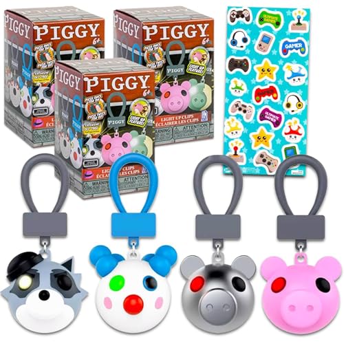 Roblox Piggy Blind Box Party Favors: 3 Mystery Light-Up Keychains