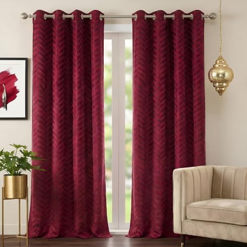 Image of 100% Room Darkening Long Door Curtains 9 Feet, Maroon