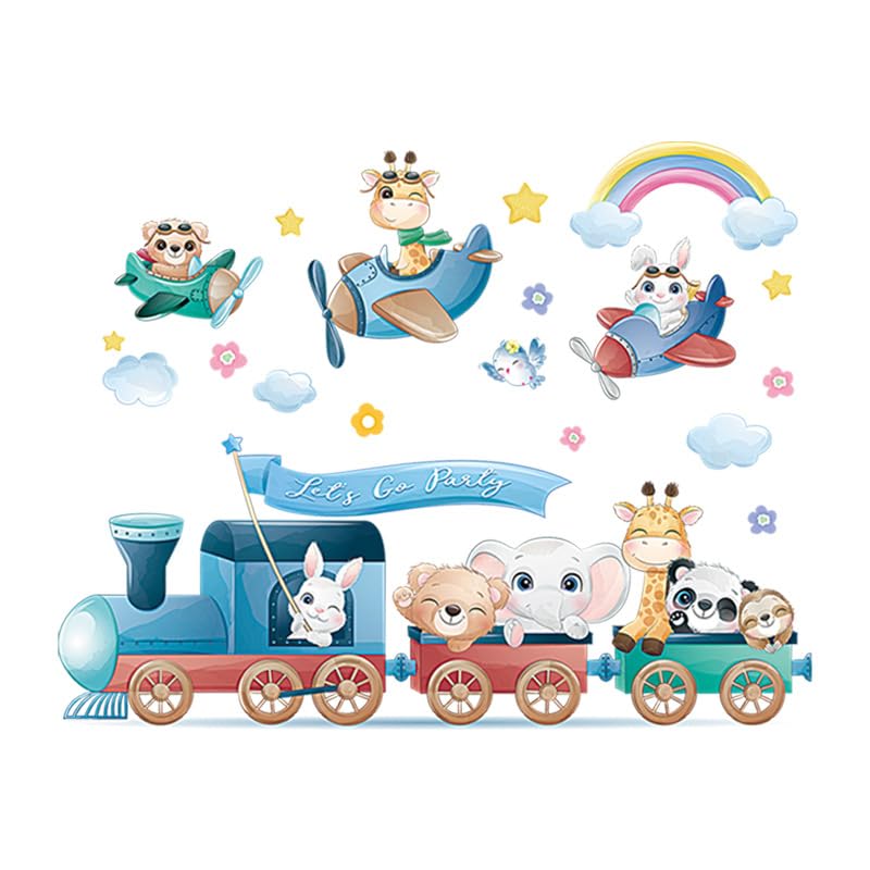 Stickers de pared tren de animales para cuarto infantil miniatura 5