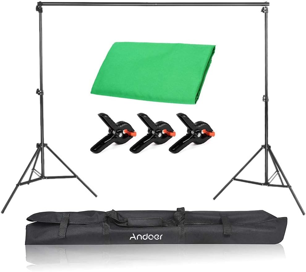Lіmіtеd Stосk Andoer 6.6 x 10ft Green Screen Stand Kit Washable Polyester-Cotton Fabric Chromakey Photography Backdrop with 3pcs Clamps Bеѕt Cуbеr Mоndау 🔥 Andoer 6.6 x 10ft Green Screen Stand Kit Washable Polyester-Cotton Fabric Chromakey Photography Backdrop with 3pcs Clamps