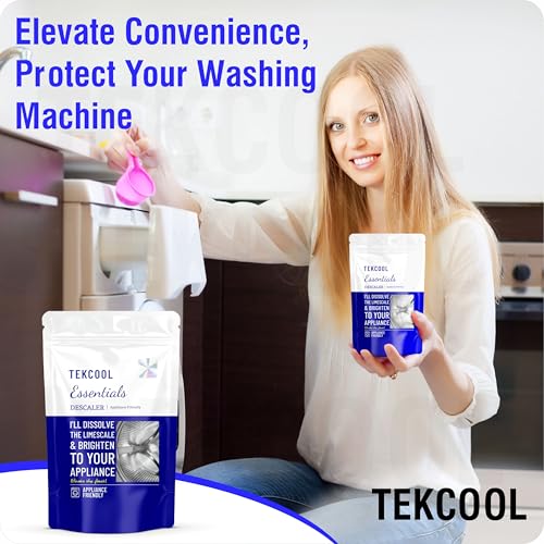 Image of TEKCOOL Washing Machine Cleaner, Descaler for Washing Machine Front Load and Top Load, Washing Machine Cleaning Powder, Descaling Powder for Washing Machine (Blue, Pack of 4).