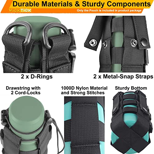 Wicktick Molle Water Fuel Bottle Holder, Adjustable Tactical Pouch Fits Up To 1800Ml / 64Oz Bottles, For Outdoor Sports Camping Hiking Riding, Mounts To Molle System/Belt/Carabiner/Hook (Black) #TOP3