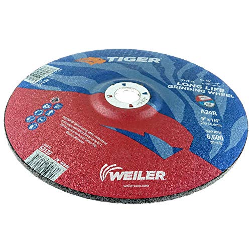Image of Weiler 57137 9 inchX1 /4 inch, Tiger Type 28 Grinding Wheel, A24R, 7 /8 inch A.H. (Pack of 10)