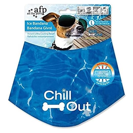 ALL FOR PAWS Chill Out Hondenijsbandana, Instant Cooling Huisdier Bandana, Ademende Sjaal Hond Kat Ijskraag voor Zomer, Blauw, Halsomtrek 44-52 cm (L)