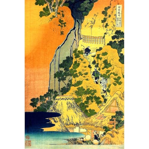Toile Hokusai Cascades grand format pour décoration murale chambre