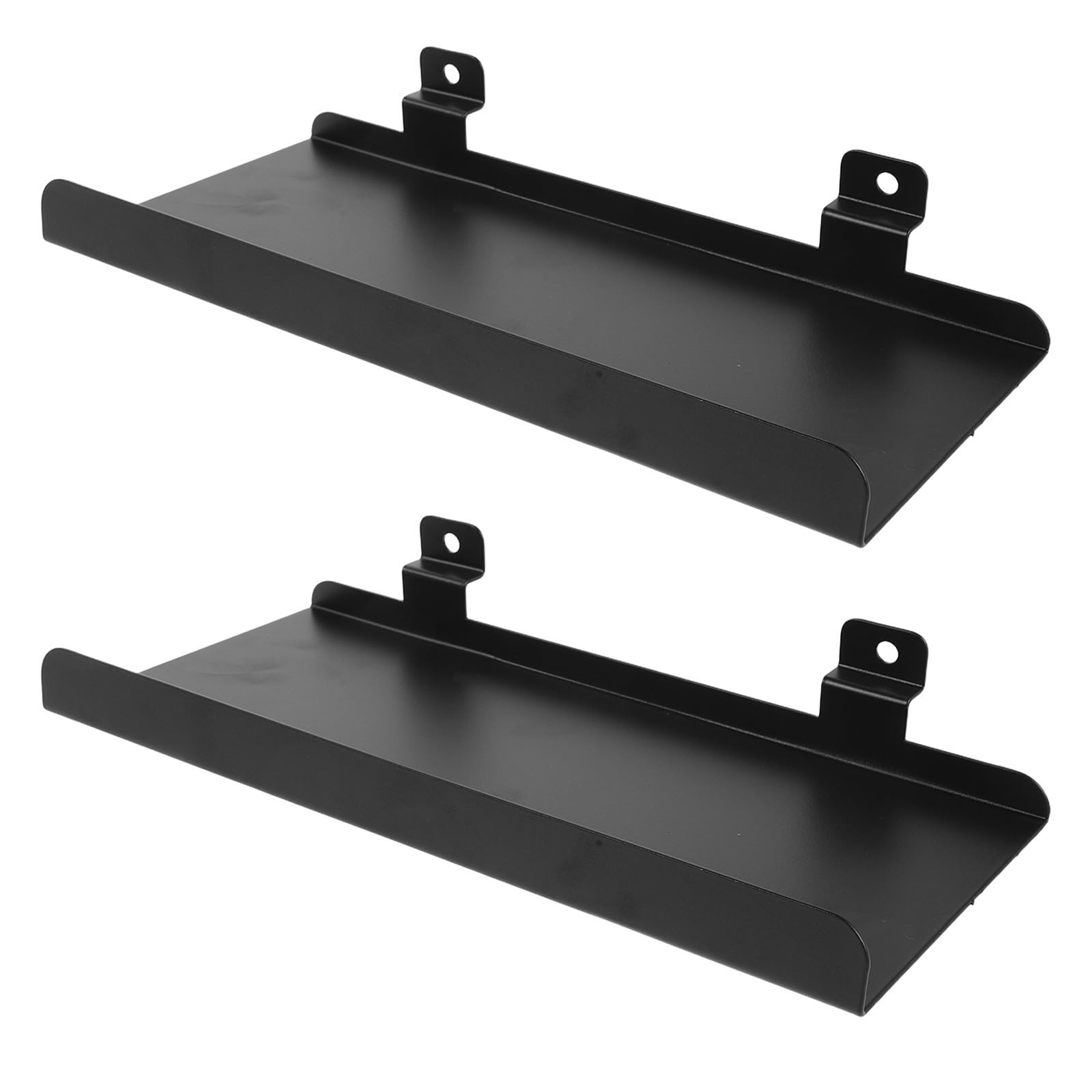 2 Pezzi Mensola da Parete in Metallo Nero Bordatura Minimalista e Struttura Stabile, per Esposizione di Oggetti e Foto in Negozi e Casa