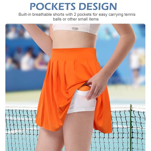 Image of Bezioner Girls Tennis Skirt A-Line Pleated Skirt with Shorts Pocket Uniform Skort for Golf Athletic Cheerleading