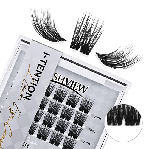 LASHVIEW Cluster Lashes,DIY Eyelash Extension 3D Extended Natural Look Reusable Glue Bonded Black Super Thin Band 24 Lash Clusters(0.07 14mm Clear Band-MANGROVE)