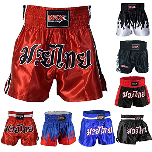 MRX Boxing Shorts for Men Training Fighting Muay Thai Shorts Boxing MMA BJJ Short Kickboxing Trunks Clothing Red XX-Small