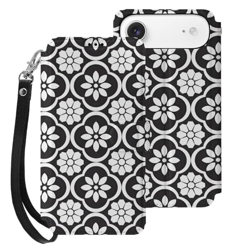 iphone 17用 ケース 六角形 幾何学文様 花柄 手帳型 と互換性のある カード収納 いphone17用 カバー 手帳型 Puレザー 横置きスタンド機能 折りたたみ スマホケース スタンド付き アイフォン 17用 ケース 内蔵マグネット 開閉式 財布