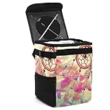 蓋付き車用ゴミ箱、収納ポケット付き吊り下げ式車用ゴミ袋、折りたたみ式でポータブルな車用ゴミ箱、ドリーム キャッチャー色の羽