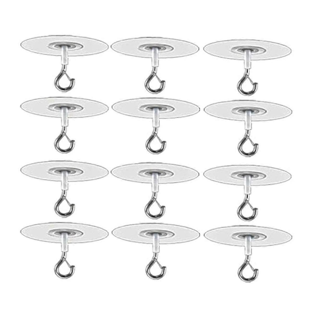 JOYHAPPST 12Pcs Self Adhesive Ceiling Hooks No Drilling Ceiling Hooks for Hanging Small Plants Wind Chimes