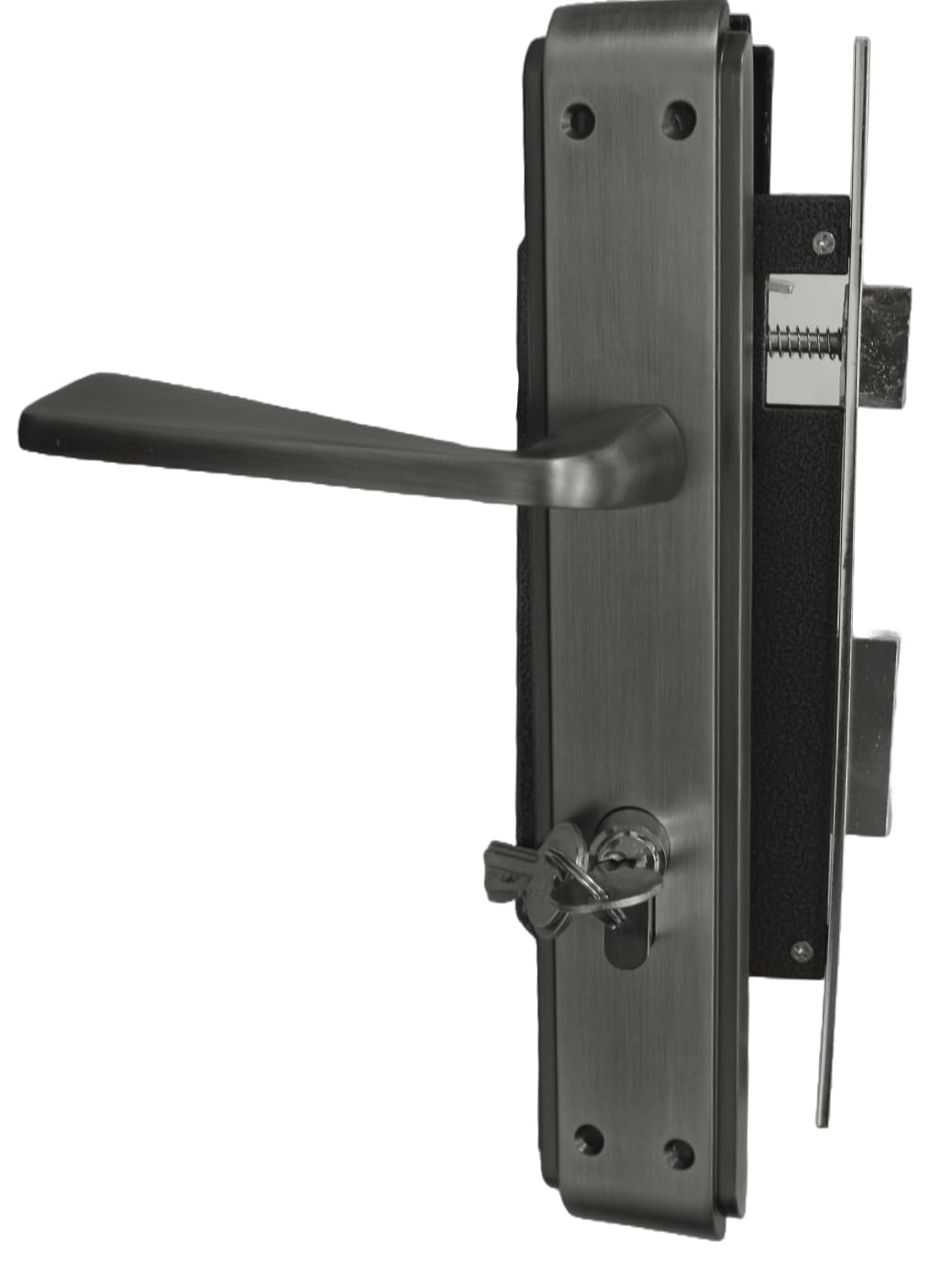 Robustline Zinc Lever Door Handle with Lockbody | Premium Quality | Black Nickle - BY0012