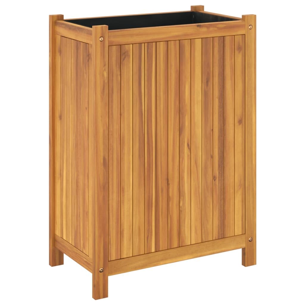 vidaXL Jardinière avec Doublure, Lit Surélevé, Bac à Fleurs, Pot de Plantes, Boîte à Fleurs Jardin Patio Terrasse, 54x31x75 cm Bois Massif d'Acacia