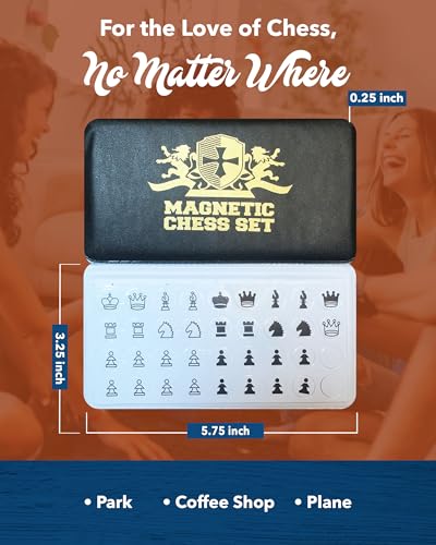 WE Games Mini Chess Set – 6 inch Foldable Pocket Chess Set, Flat Magnetic Chess Pieces, Portable and Travel Chess Set for Adults, Golden Logo - Thumbnail 6