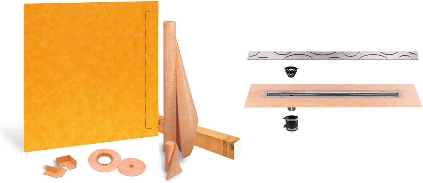 Schluter Systems Kerdi Linear Shower Kit 48x48 Offset Shower Pan (Tray), 28 Inch Offset