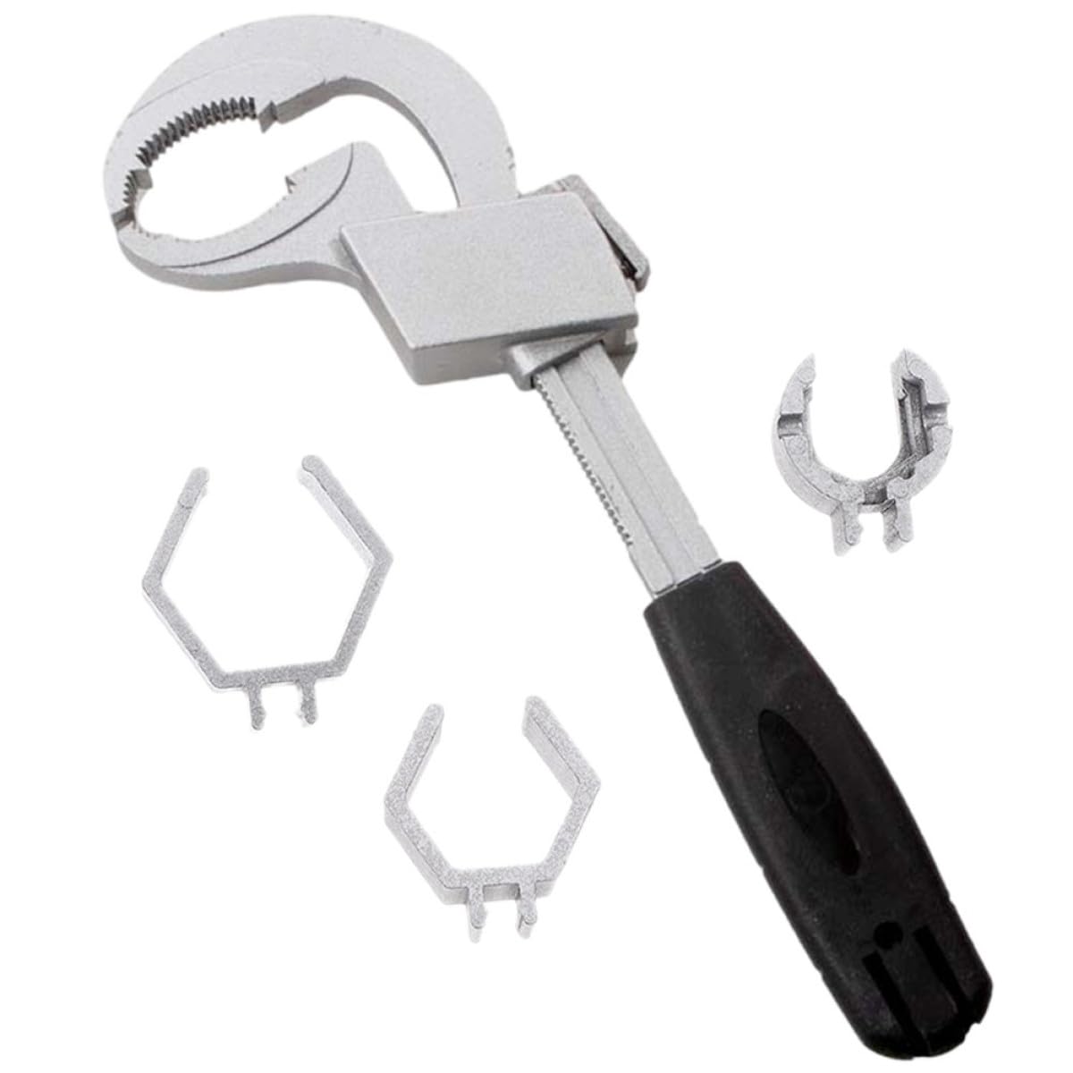 Llave Ajustable Multifuncional para Fontanería Llave Inglesa para Lavabo y Grifo de Baño Herramienta de Acero Resistente con Mango Corto para Uso Cocina y Baño Adecuado para