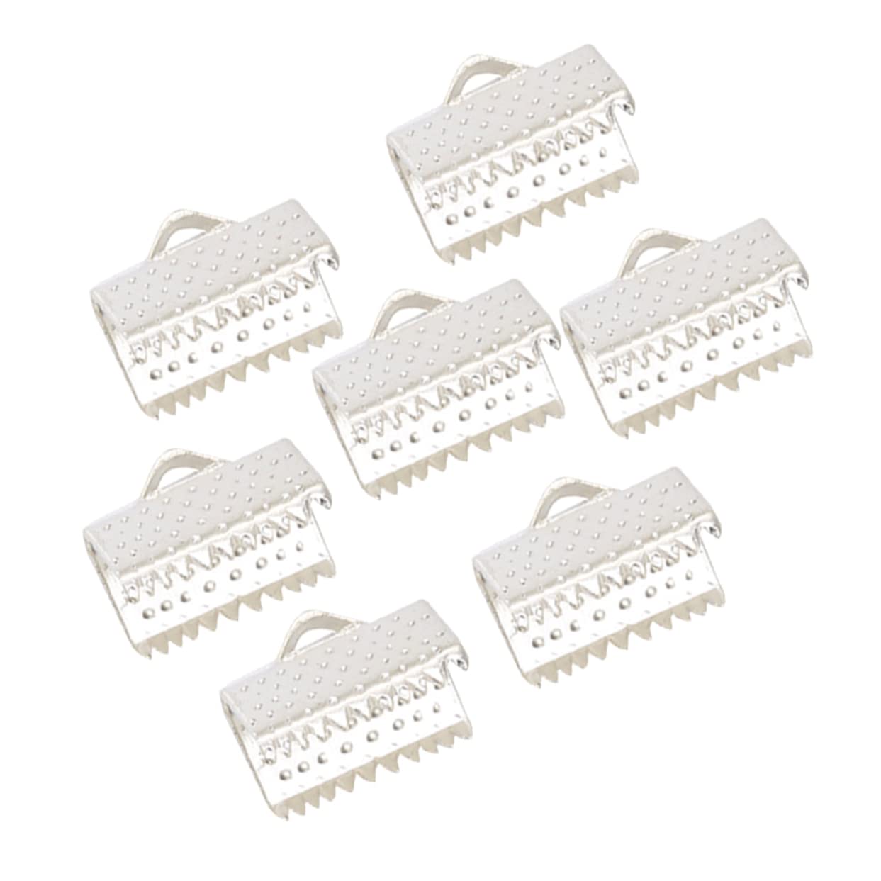 Tofficu Crimp End Clamps 100pcs Metal Fastener Clasps Plated Ribbon Ends and for DIY Jewelry Making (1.6cm Silver)