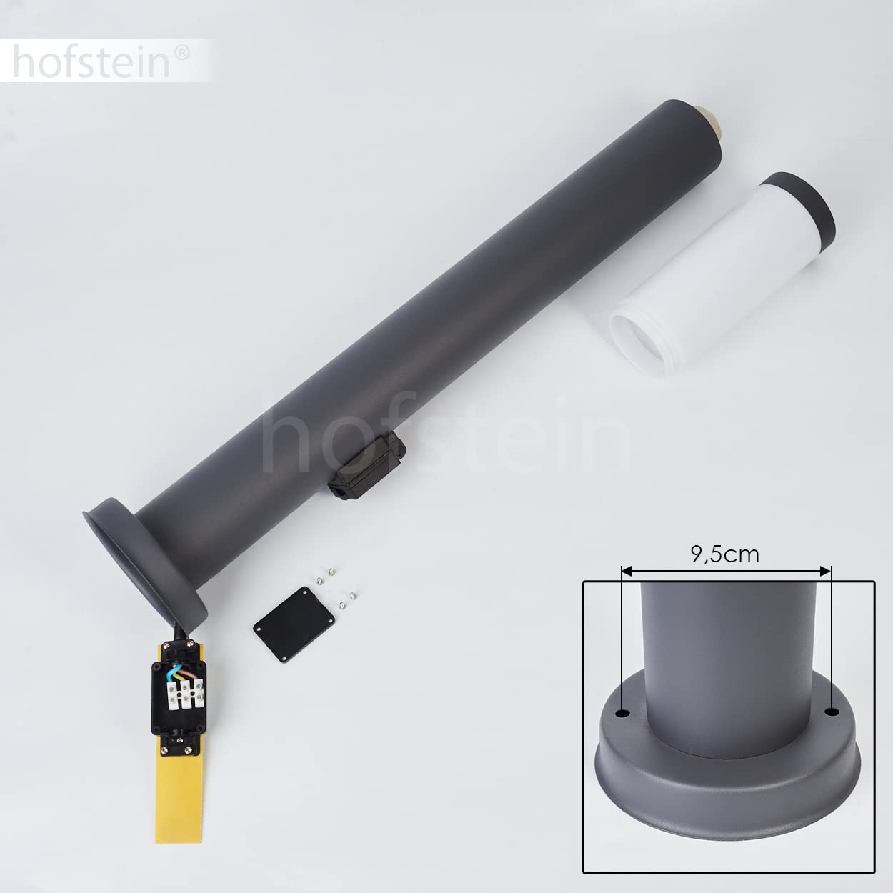 Lampa zewnętrzna Sessa z gniazdem, lampa na podstawie z metalu/tworzywa sztucznego w kolorze antracytowym/białym, oprawa do oświetlania ścieżek 80cm, lampa ogrodowa w. E27, IP44, bez żarówki