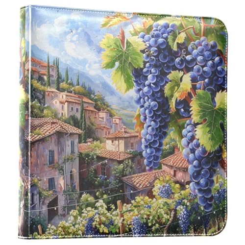 Álbum de fotos ALAZA Italy View Grapes, cubierta de cuero PU, anillado de 3 anillos, para bodas, viajes y recuerdos familiares miniatura 1