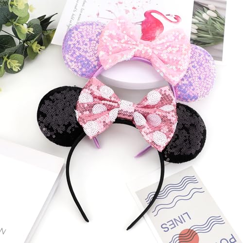 Image of DRESHOW Mouse Ears Bow Headbands Glitter Party Decoration Cosplay Costume for Women