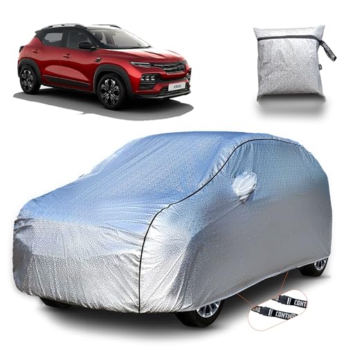 Image of Continental [SilverGuard] Dual Belts Extra Protection Renault Kiger Car Cover (2021-2026) Build with Triple Stitched,Waterproof & Dustproof Car Cover for Kiger (Metallic Silver).