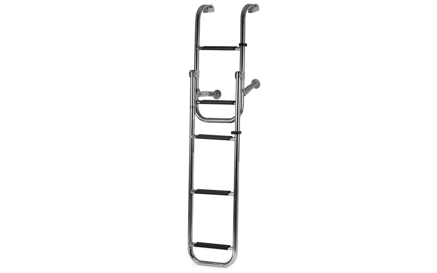 Badeleiter f. Boot Edelstahl Klappbar 5 Stufen Kunststoff Schwarz Bootsleiter Boot Leiter klappbar Klappleiter Heckleiter faltbar