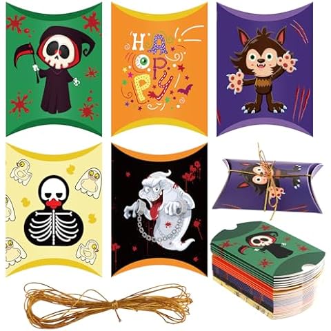 30pcs Halloween Pillow Boxes with Twine Cover