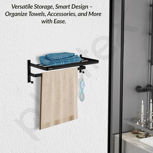 Image of Plantex Towel Hanger for Bathroom /24 Inch Towel Rack /Bathroom Hanger for Clothes /Towel Holder /Bathroom Accessories -Pack of 1 (1509, Black)