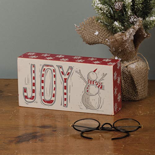 Primitives-by-Kathy-Christmas-Block-Sign-Joy-Snowman-White-Red-Silver Primitives by Kathy Christmas Block Sign Joy Snowman White Red Silver