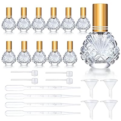 YU FENG 12pcs 15ml Glass Bottle Perfume Atomizer Refillable Spray Empty Perfume Bottle with Funnels Pipettes Dispenser for Perfume,Fragrance,Lotion,Essential Oil