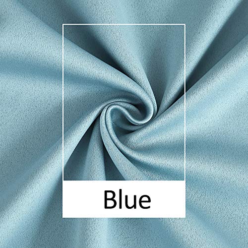 Image of Treatmentex 100% Blackout Curtain Blue Sliding Door Curtains Pom Pom Extra Wide Glass Door Curtains for Living Room Energy Efficient Thermal Patio Door Drapes Grommet Top 1pc 100x84 Light Blue