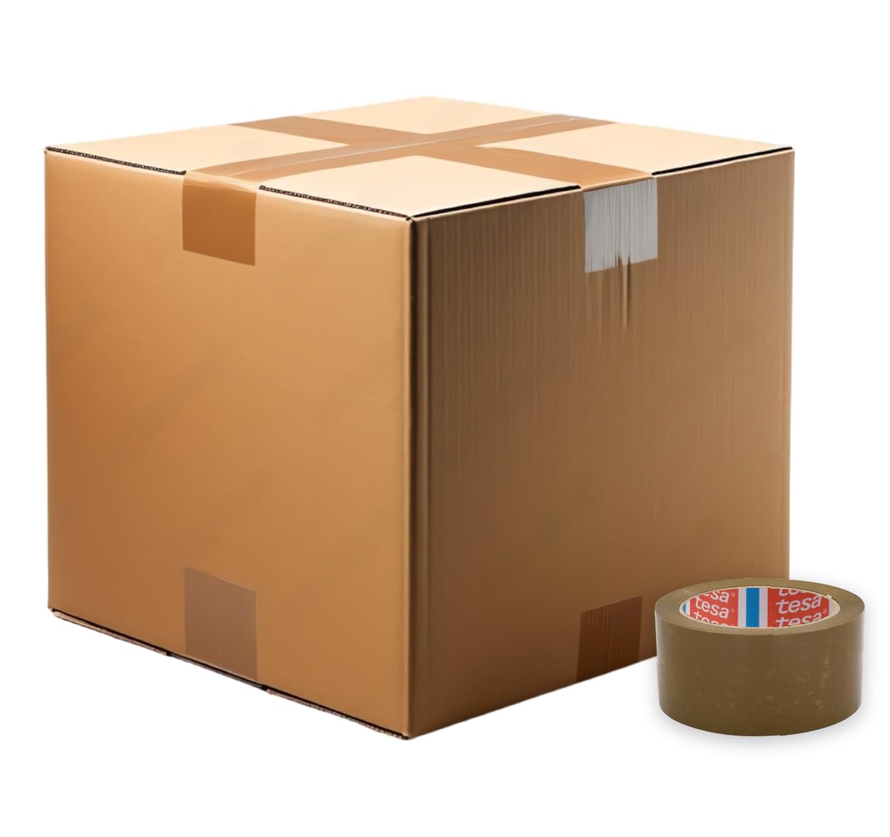 Tesa 4280 Packaging Tape – 6 rollos de cinta adhesiva para embalaje de cartones, cajas, mudanzas, almacén, trabajo, sellado garantizado – 48 mm x 50 m (6 rollos) (Marrón/habana)