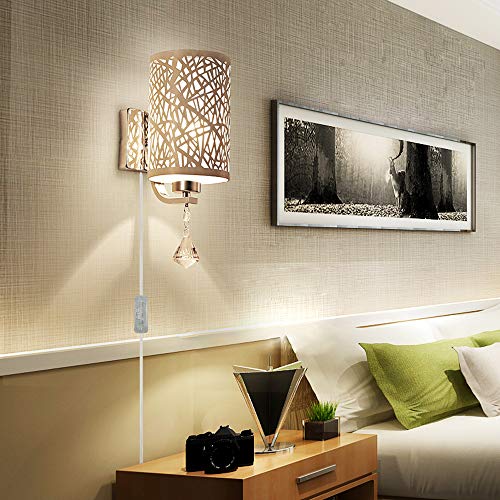 Stglighting 2-Pack Modern Simple Pmma Printing Bedroom Wall Lamp Living Room Wall Lamp E26 Ul Certification Plug-In Dimmable Switch Transparent Cord Lighting Bulb Not Included #TOP4