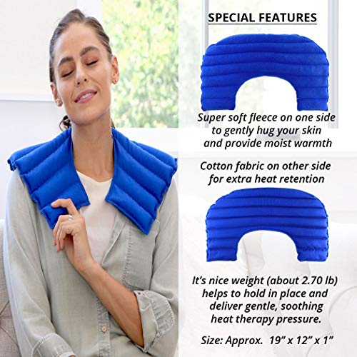 My Heating Pad for Neck and Shoulders Pain Relief | Large Microwavable Heating Pad with Natural Filling Ingredients | Neck Warmer Heat Pad for Targeting Stress, Tension and Headache Relief (Blue)