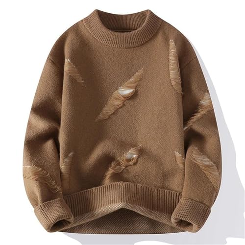 Men's Knit Sweater Pullover Crew Neck Raw Edge Design Casual Warm Fall Winter Fashion Clothing2