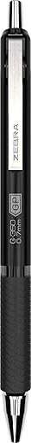 Miniatura 2 de Zebra Pen Paquete de 2 bolígrafos de gel G-350, tinta negra, punta media de 0.028 in, barril de metal negro espacial premium, tinta de secado