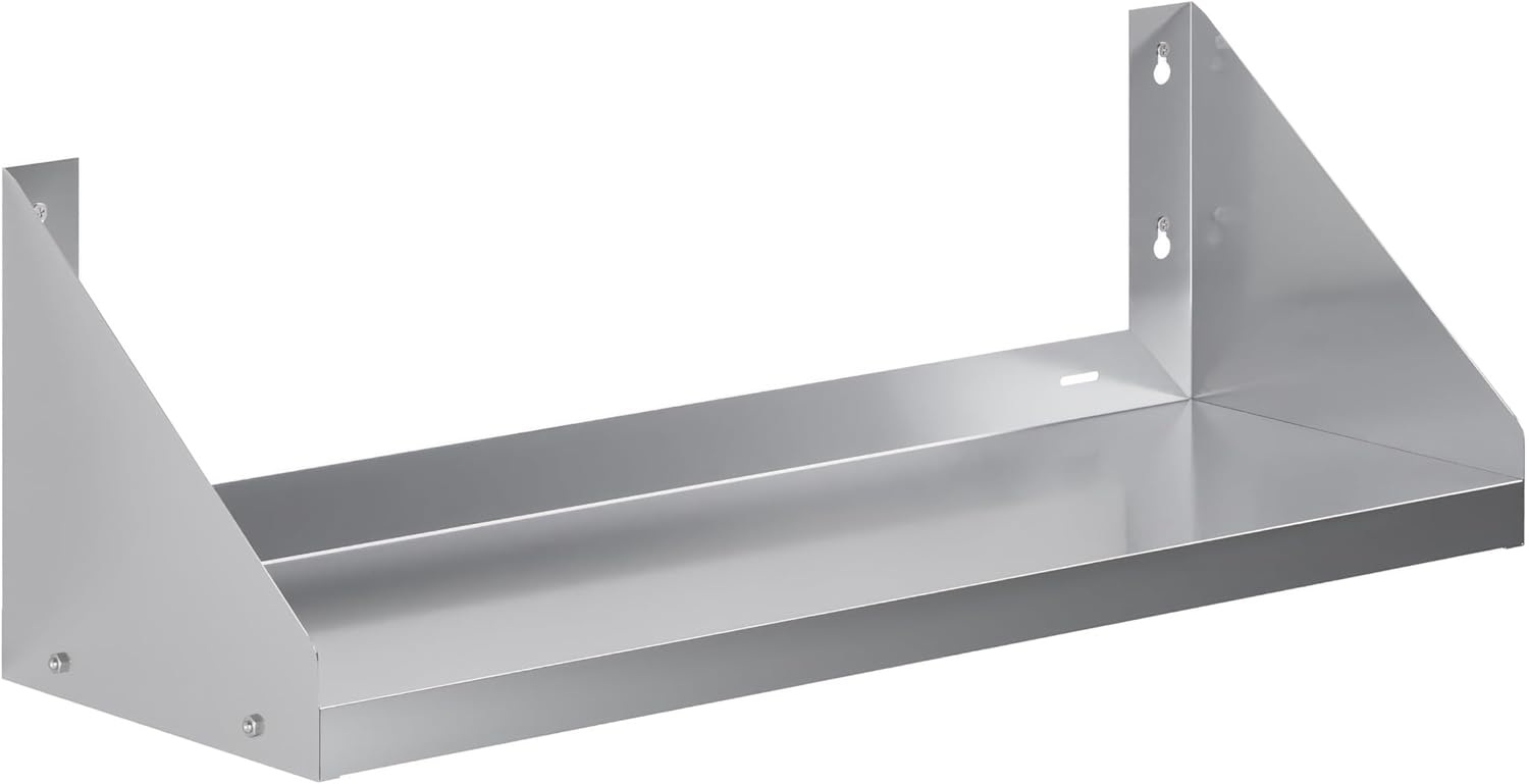 AmGood 36 Long X 12" Deep Stainless Steel Wall Shelf with Side Guards | NSF Certified | Appliance & Equipment Metal Shelving | Kitchen, Restaurant, Garage, Laundry, Utility Room