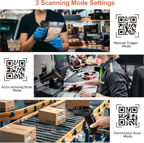 Image of ONLYU Bluetooth Barcode Scanner, Wireless 2D QR 1D Bar Code Scanners with LED Lights Display & AI Voice, Plug & Play Handheld Barcode Reader for iPhone, Android, iPad, Tablet, PC (LED Barcode Scanner)