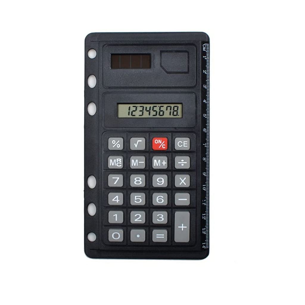 8 Digits Solar Calculator Creative Loose Leaf Binder Spiral Calculator with Ruler School Office Supplies