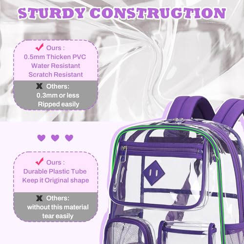 Image of PIG PIG GIRL Clear Backpack for School,Heavy Duty PVC Transparent Bookbag for Girls Stadium Approved See Through Backpack
