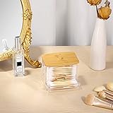 SUMTree L-shaped Qtip Cotton Ball Holder Acrylic Qtip Dispenser with Bamboo Lid, Floss Swab Dispenser, Bathroom Storage Jar Canister, Plastic Apothecary Jar for Kitchen Bathroom Dressing Table - Image 7