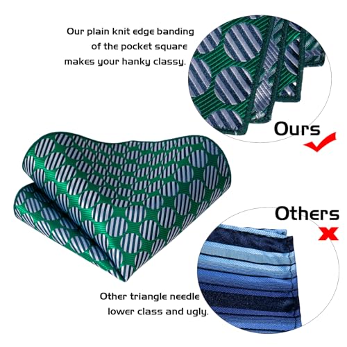 Image of 5PCS Mens Premium Silk Tie, Pocket Square, Cufflinks, Drilled Tie Ring and Lapel Pin Set for Wedding Groom Party