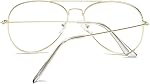 Clear Aviator Glasses Lens Premium Classic Metal Frame Eyeglasses